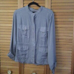 Sanctuary Green Military Style Pocket Drawstring  Waist  Snap Closure Jacket XL